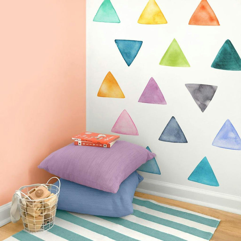 Watercolor Triangles • Rainbow • Large • Peel-and-Stick Wall Decals