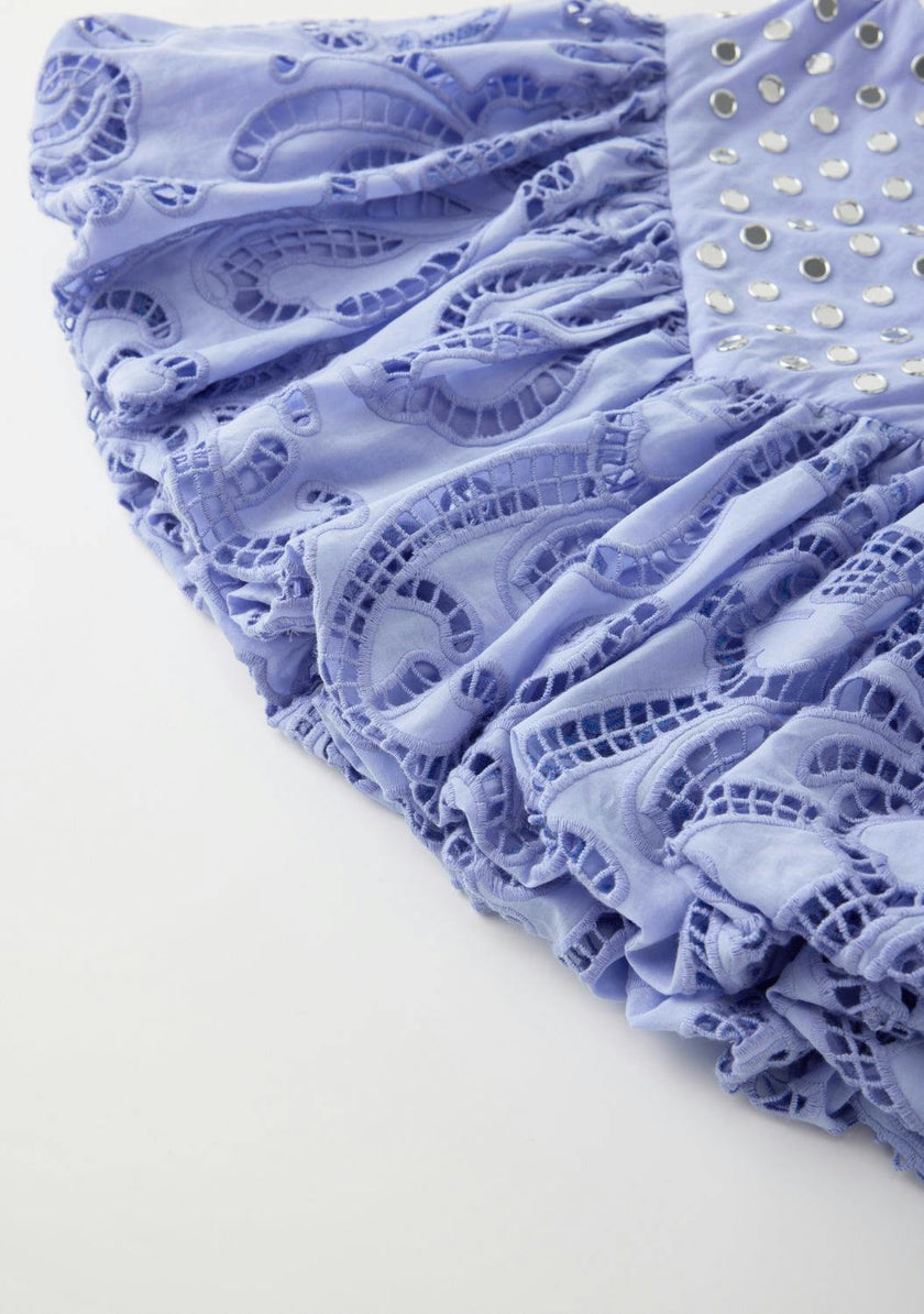 Luciana Embroidered Bubble Mini Skirt