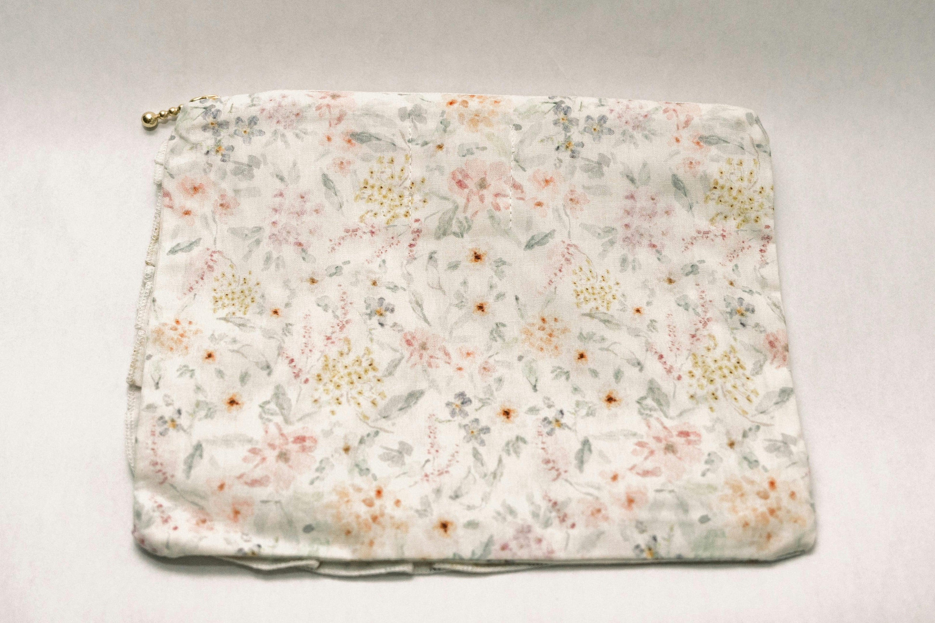 Dewdrop Meadow Timeless Floral Ruffle Zipper Pouch