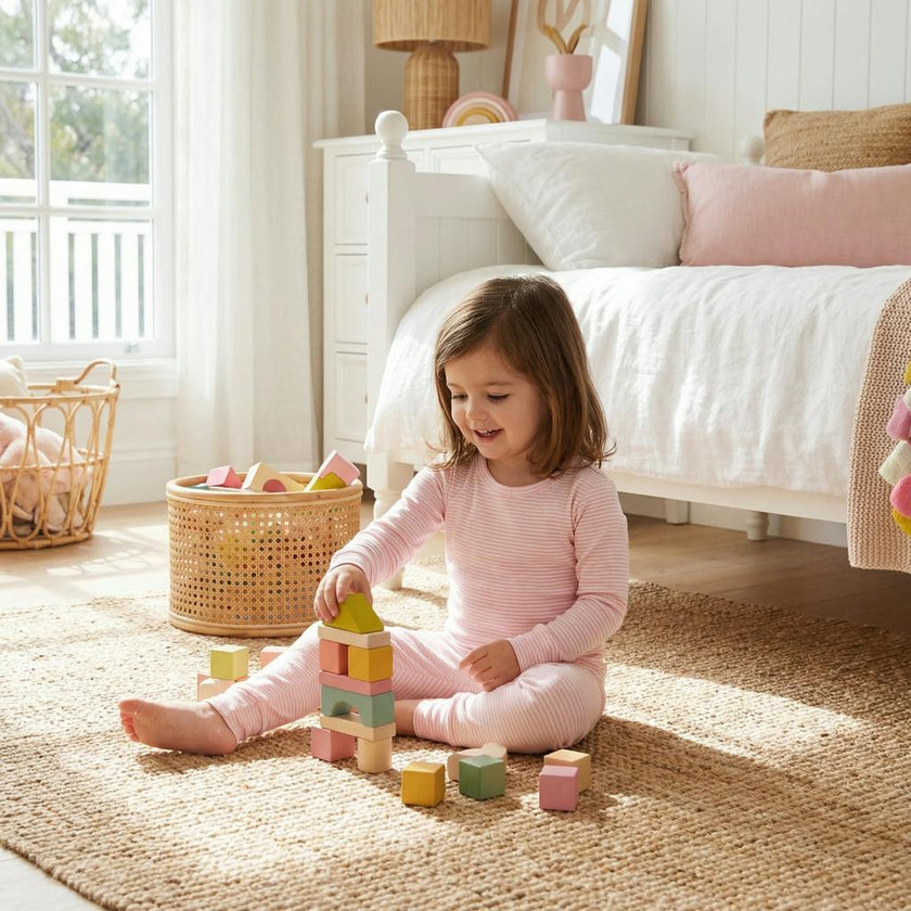 Peony Stripe Bamboo Toddler Pajama Set