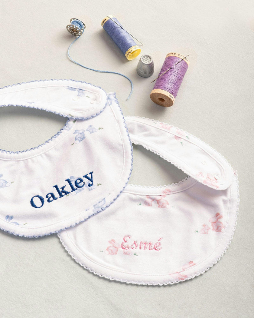 Baby Bib in Pale Blue Bunny