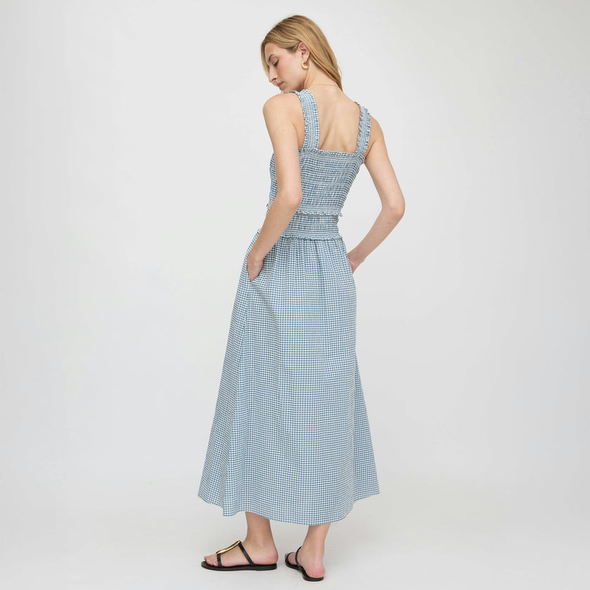 The Azalea Maxi Nap Dress - Lagoon Gingham