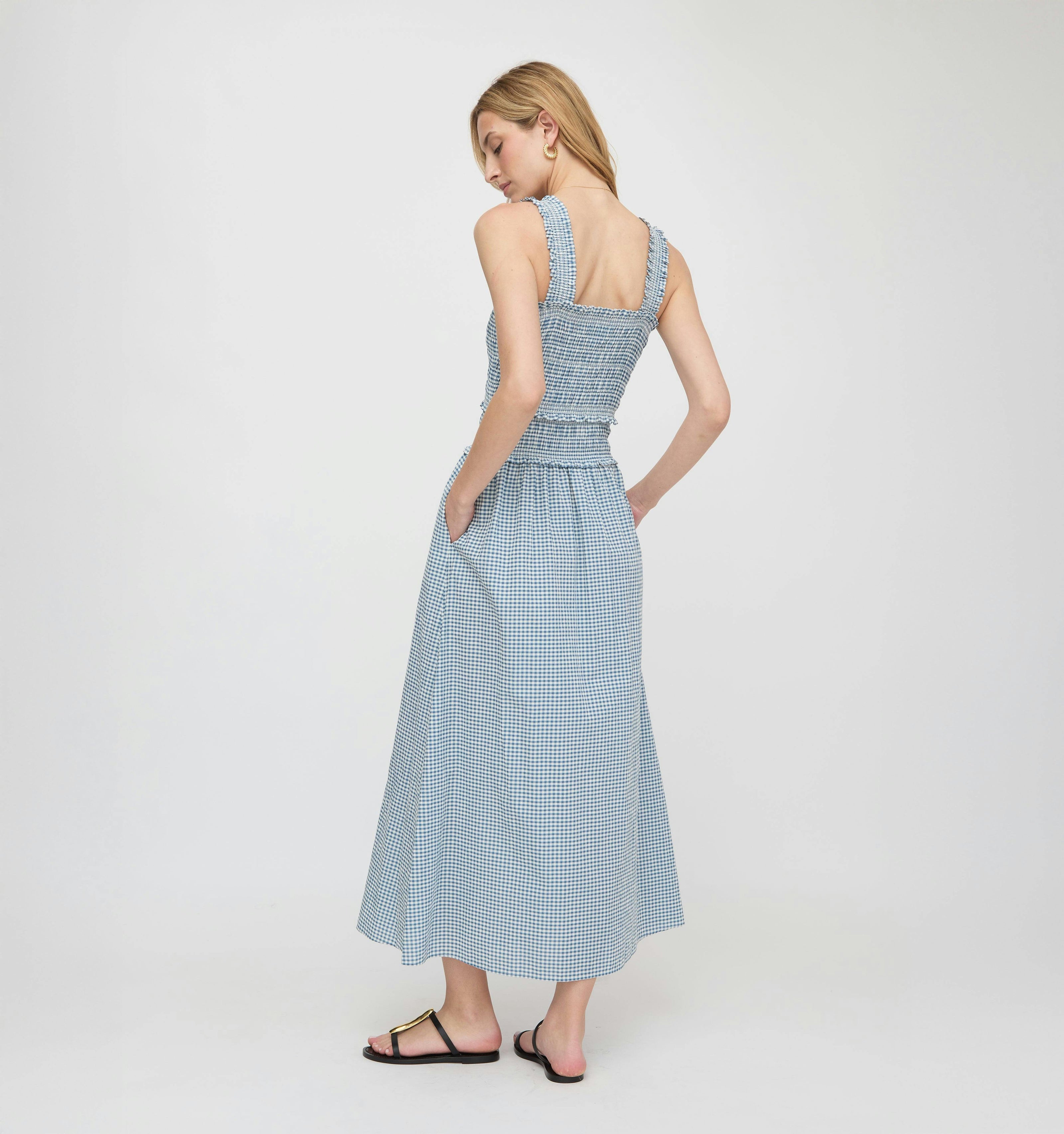 The Azalea Maxi Nap Dress - Lagoon Gingham