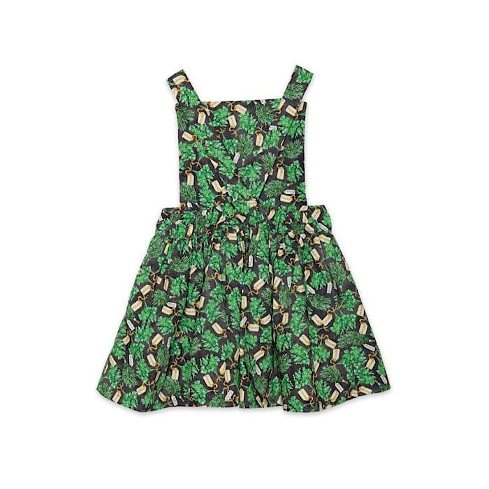 Pinafore Print Elastic Waist Full Skirt Dress