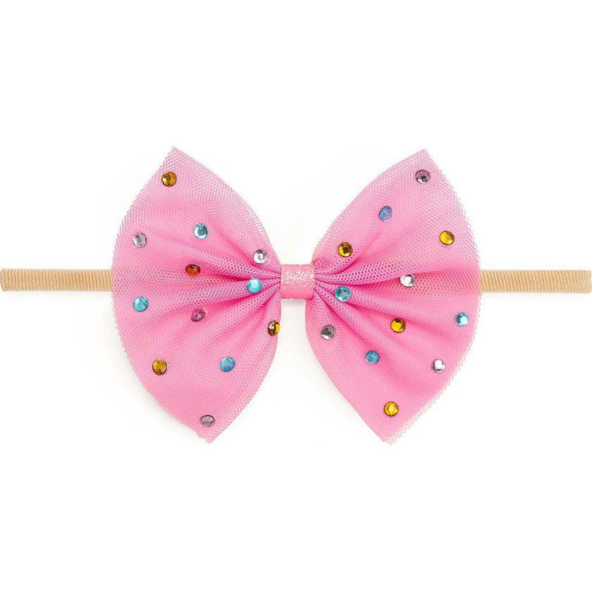 Raspberry Rhinestone Bow Baby Headband