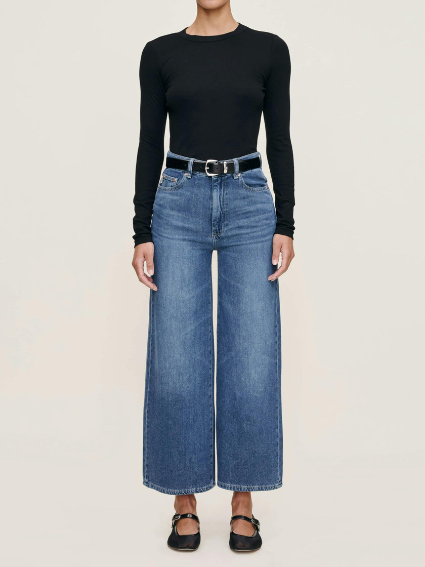 Hepburn Wide Leg High Rise Ankle Jeans Del Ray