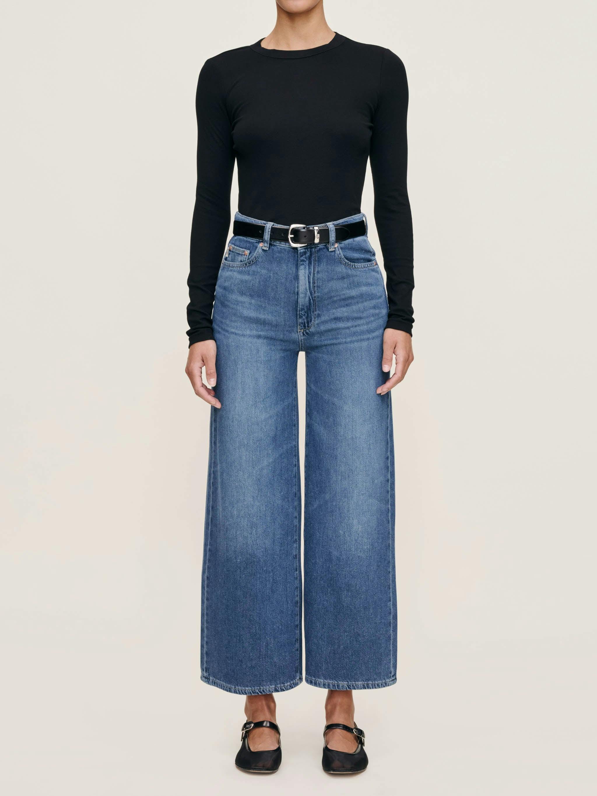 Hepburn Wide Leg High Rise Ankle Jeans Del Ray