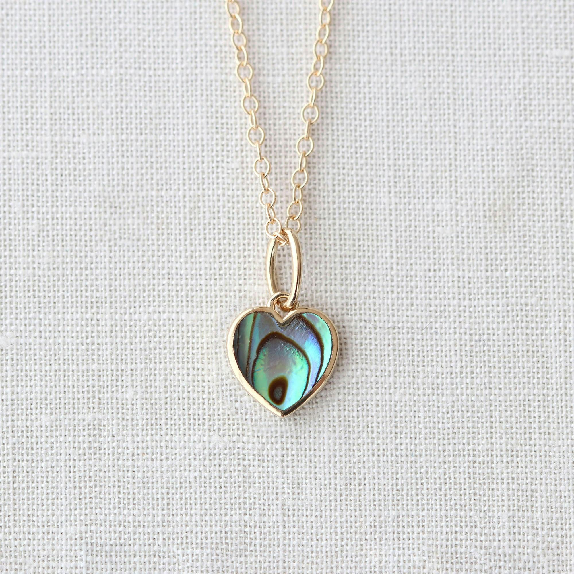 Abalone Heart Charm Necklace