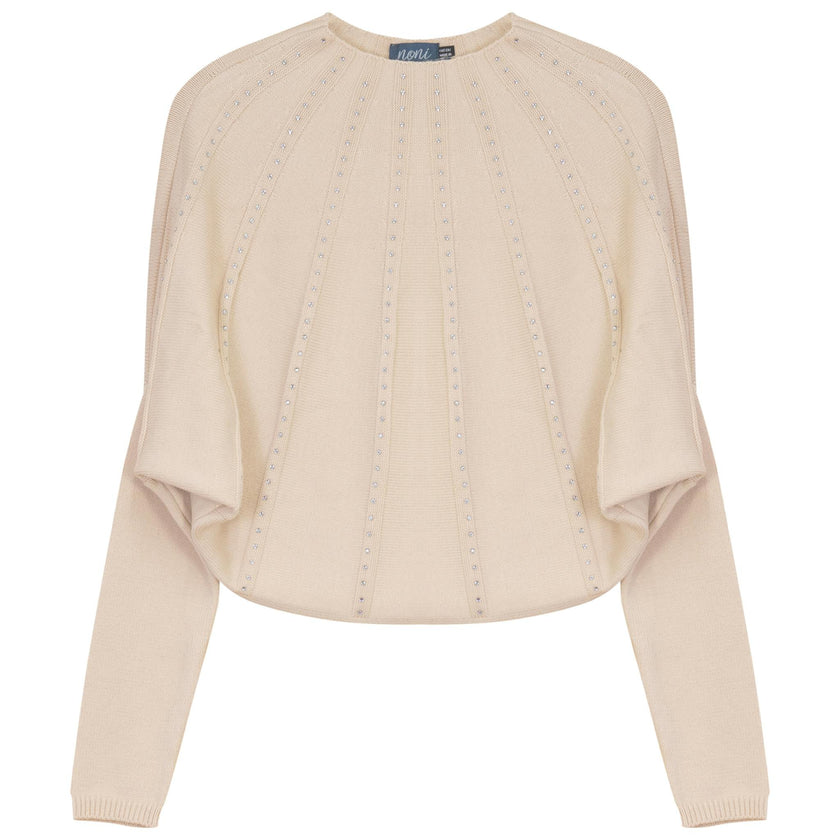 Rhinestone Decorative Tacked Knit Sweater