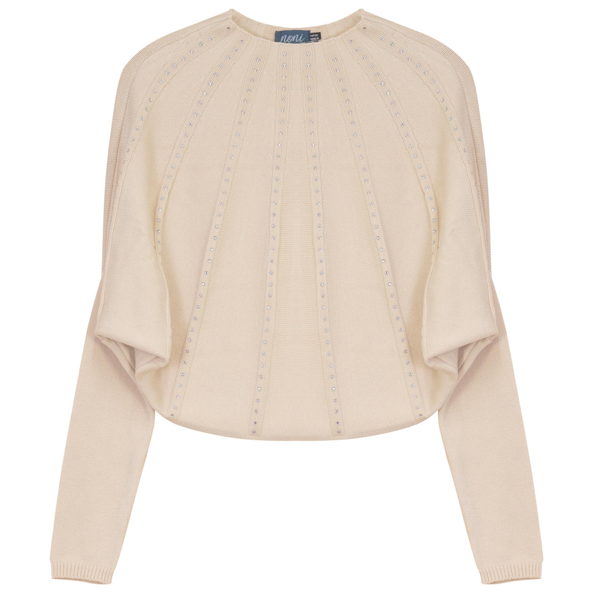 Rhinestone Decorative Tacked Knit Sweater