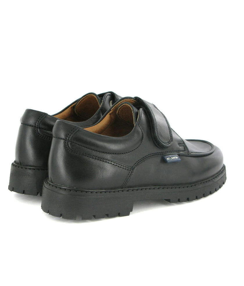 College Shoe with Velcro in Smooth Leather, Black