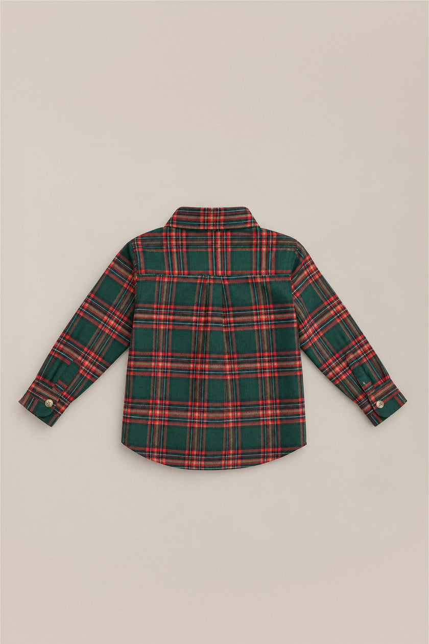 Boys John Shirt in Evergreen Plaid