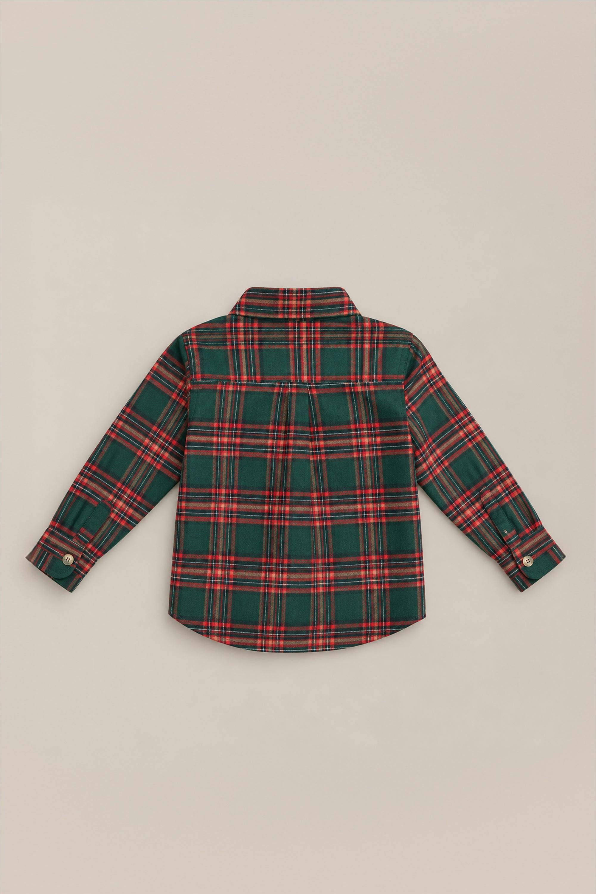 Boys John Shirt in Evergreen Plaid