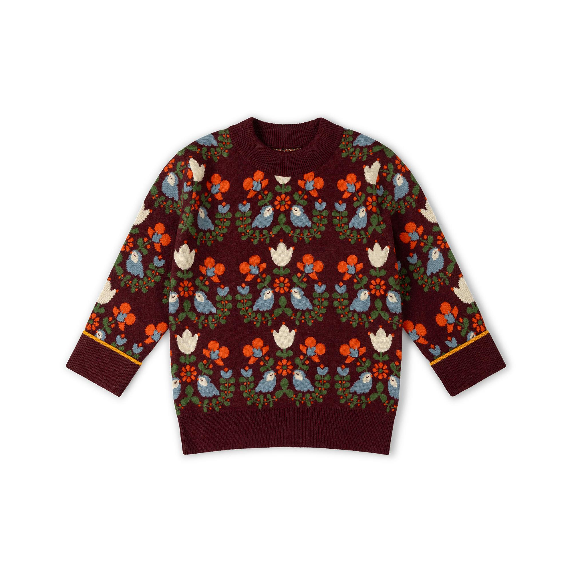 Folk Birds Knitted Jumper, Purple