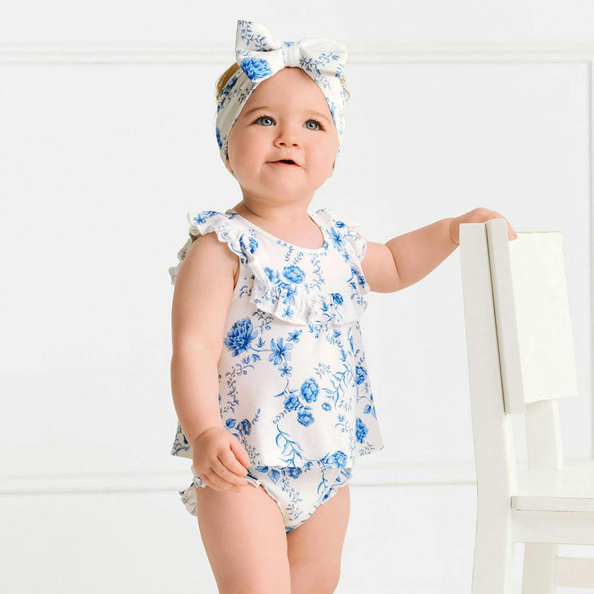 Hattie Flowy Ruffled Top Bummie Set