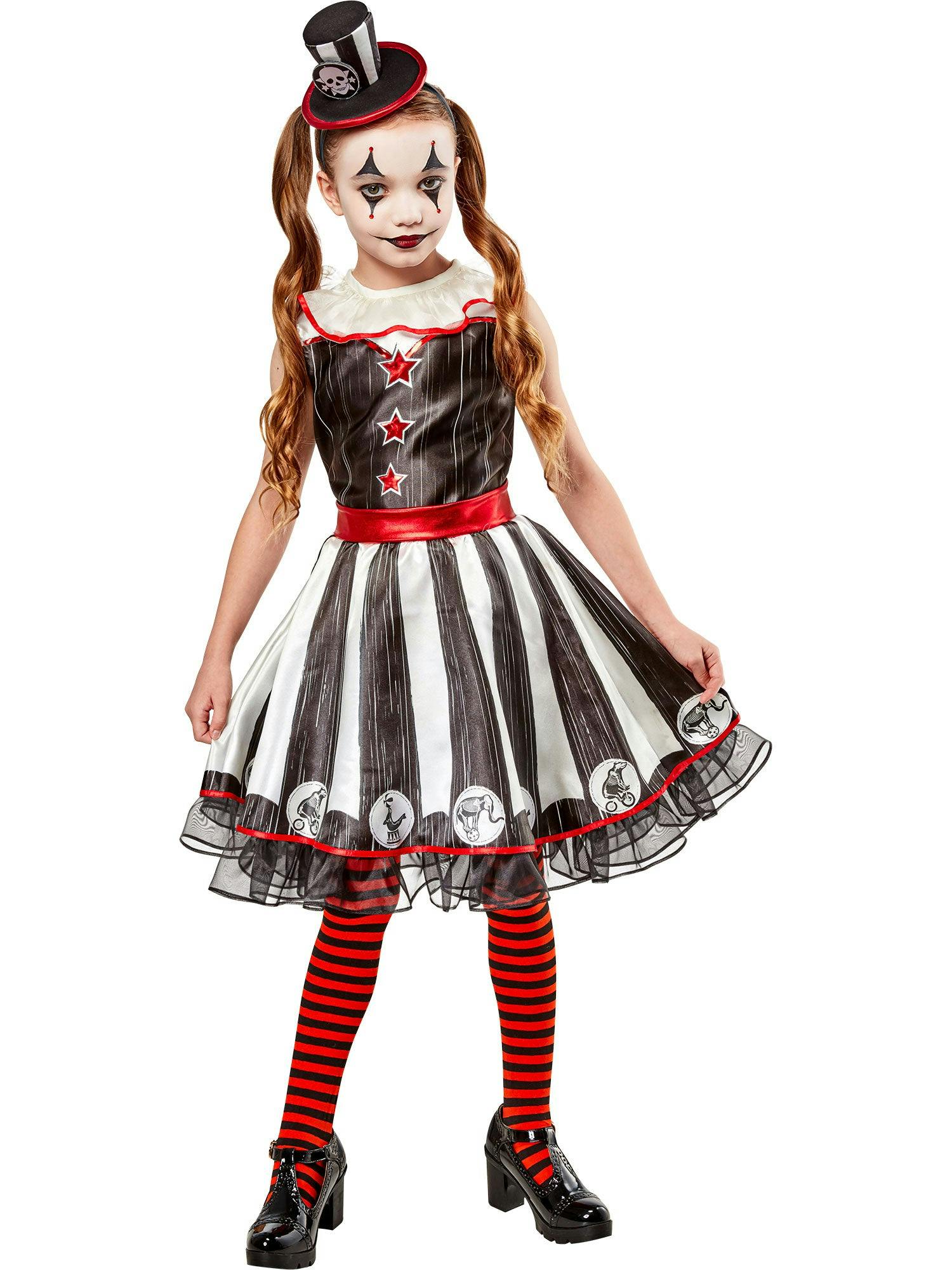Girls' Vintage Silly Stripe Circus Clown Costume
