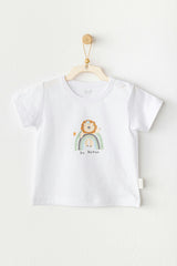 White Casual Brave Lion T-Shirt