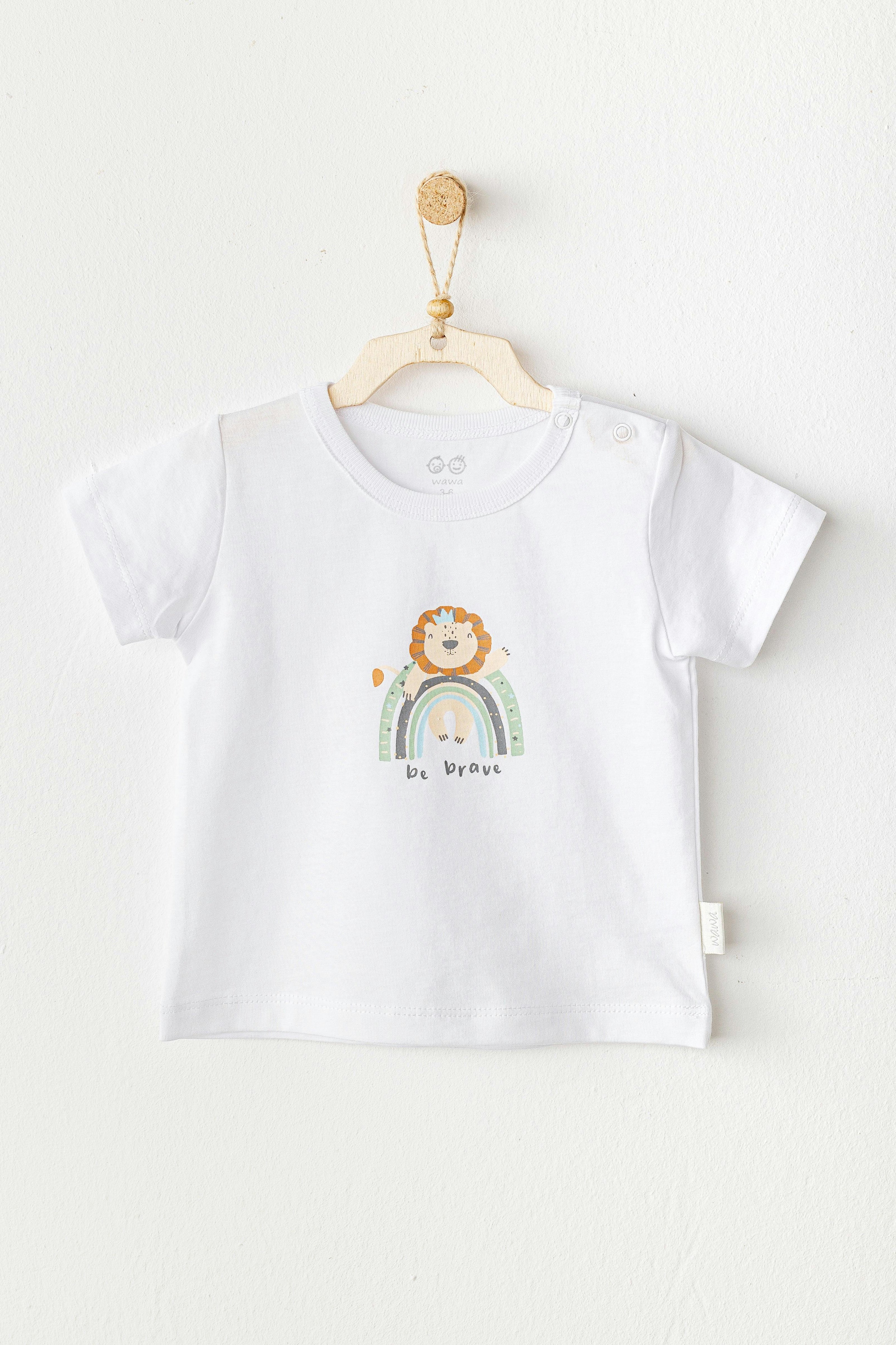 White Casual Brave Lion T-Shirt