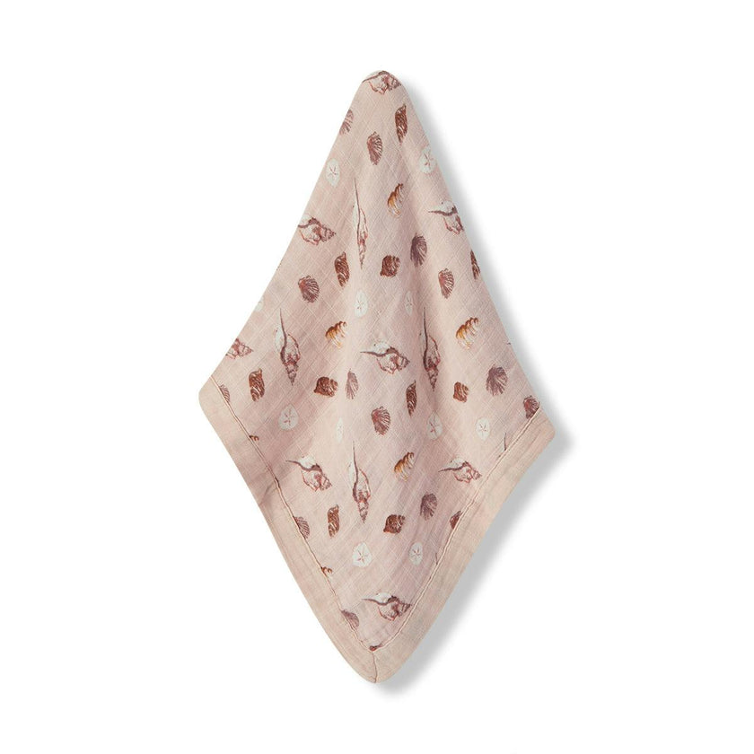 Seashells Mini Lovey Two-Layer Muslin Security Blanket