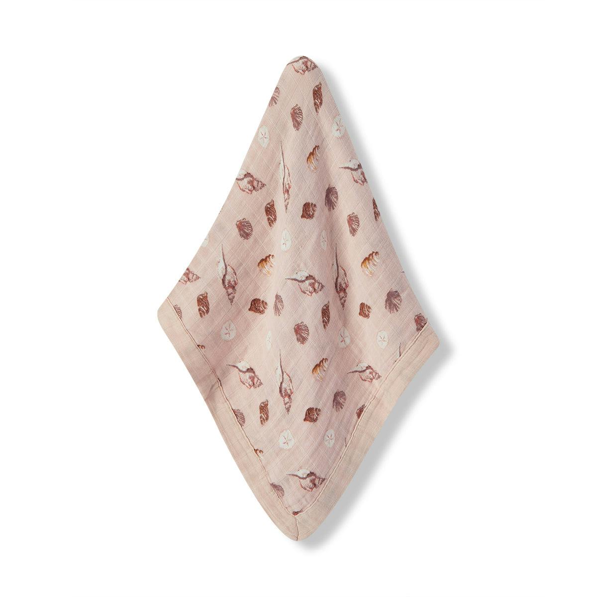 Seashells Mini Lovey Two-Layer Muslin Security Blanket