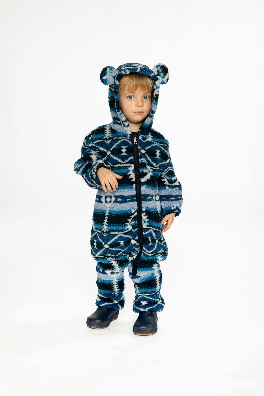 Baby Mid-Season Plush One-Piece Outerwear Aztec Blue