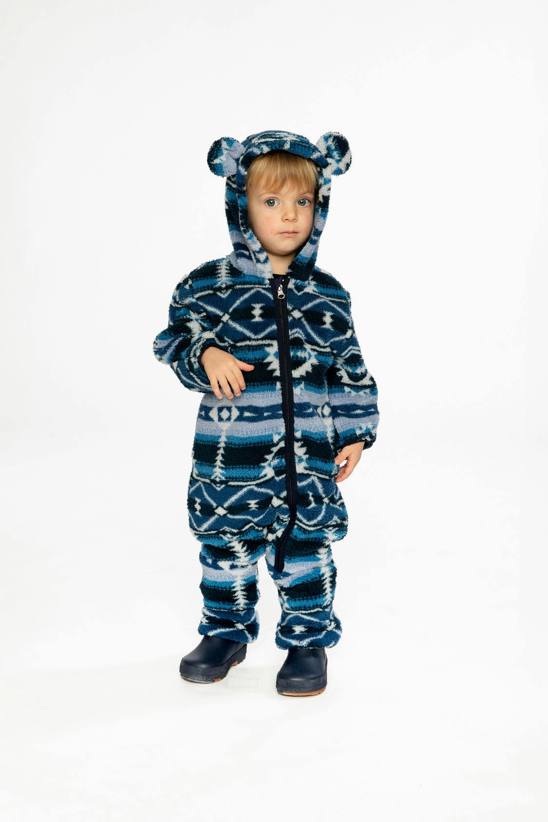 Baby Mid-Season Plush One-Piece Outerwear Aztec Blue