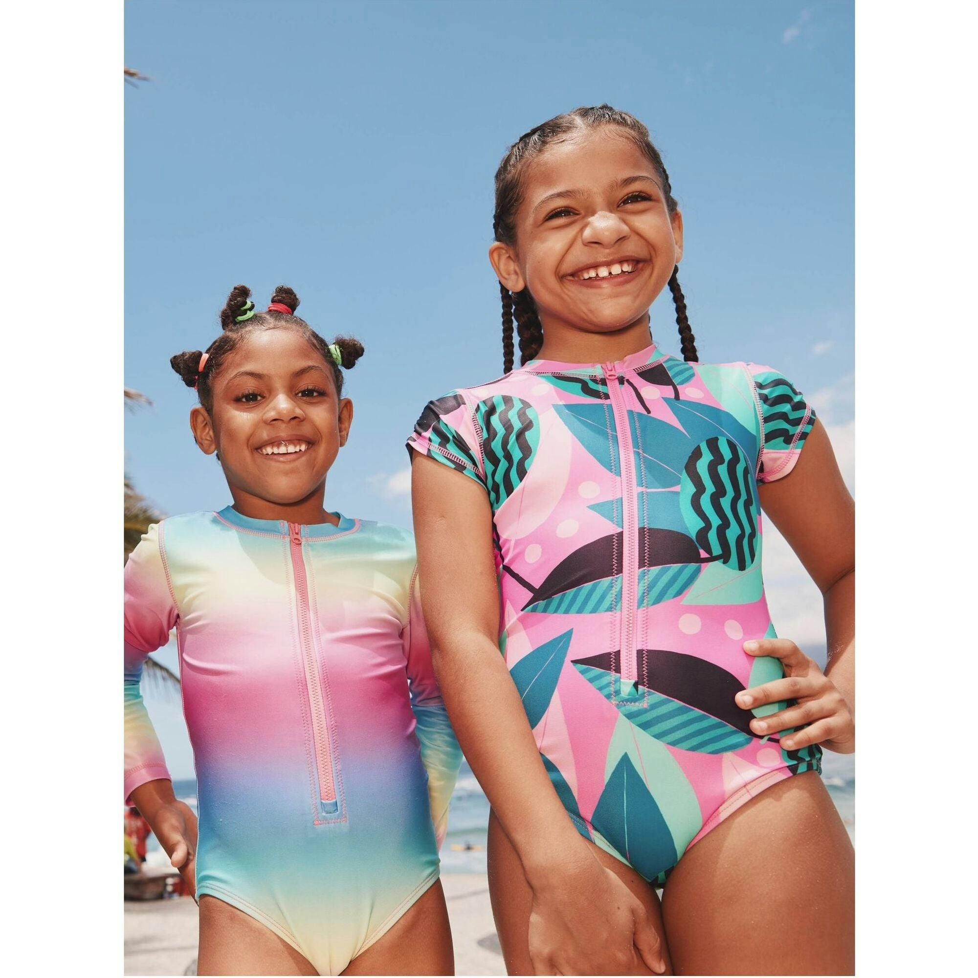 Rash Guard One-Piece Swimsuit, Pink