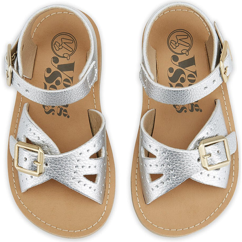 Pearl Synthetic Vegan Leather Sandal, Silver