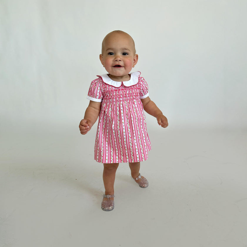 The Baby Mina Nap Dress - Pansy Stripe Pink