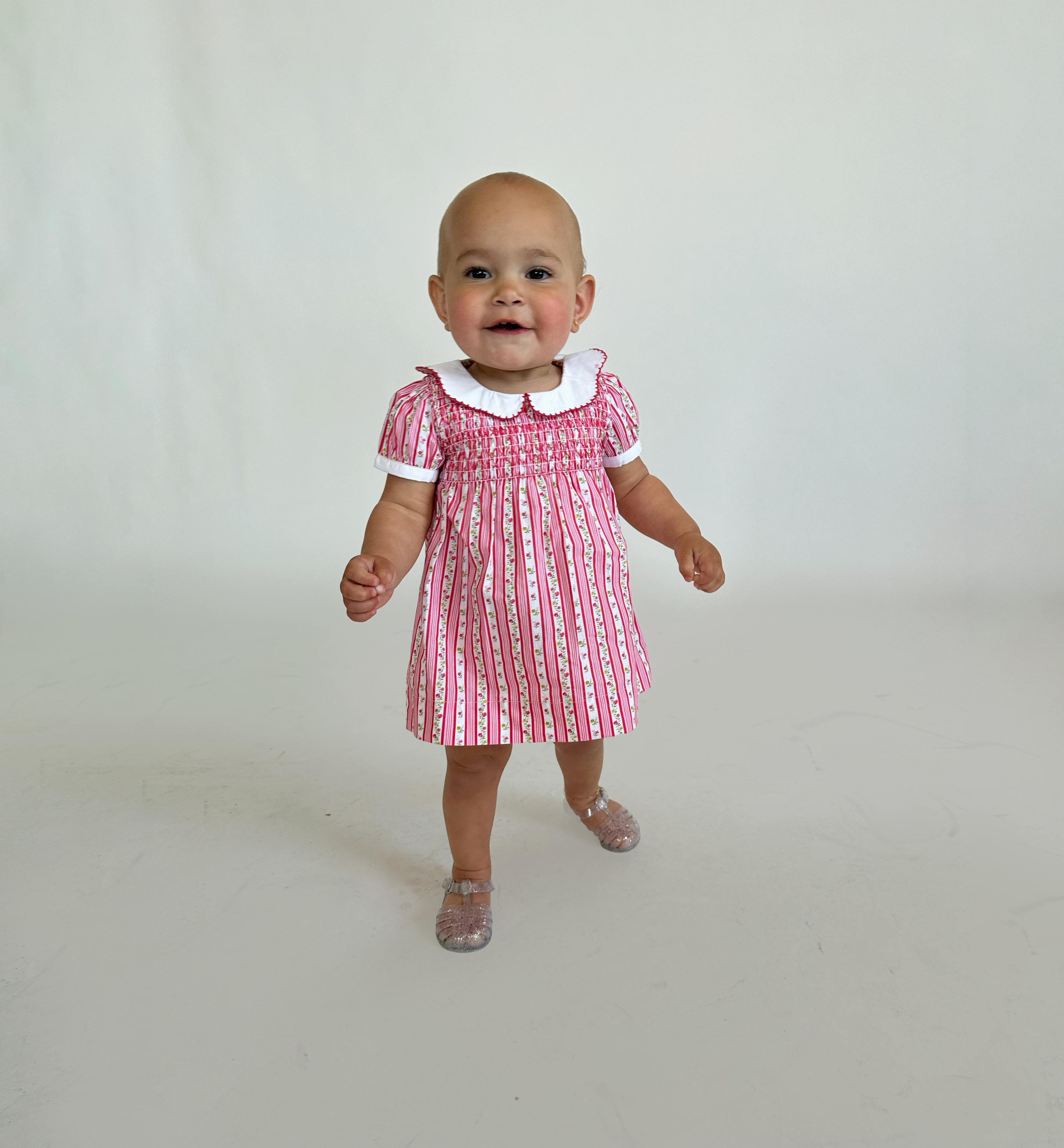 The Baby Mina Nap Dress - Pansy Stripe Pink