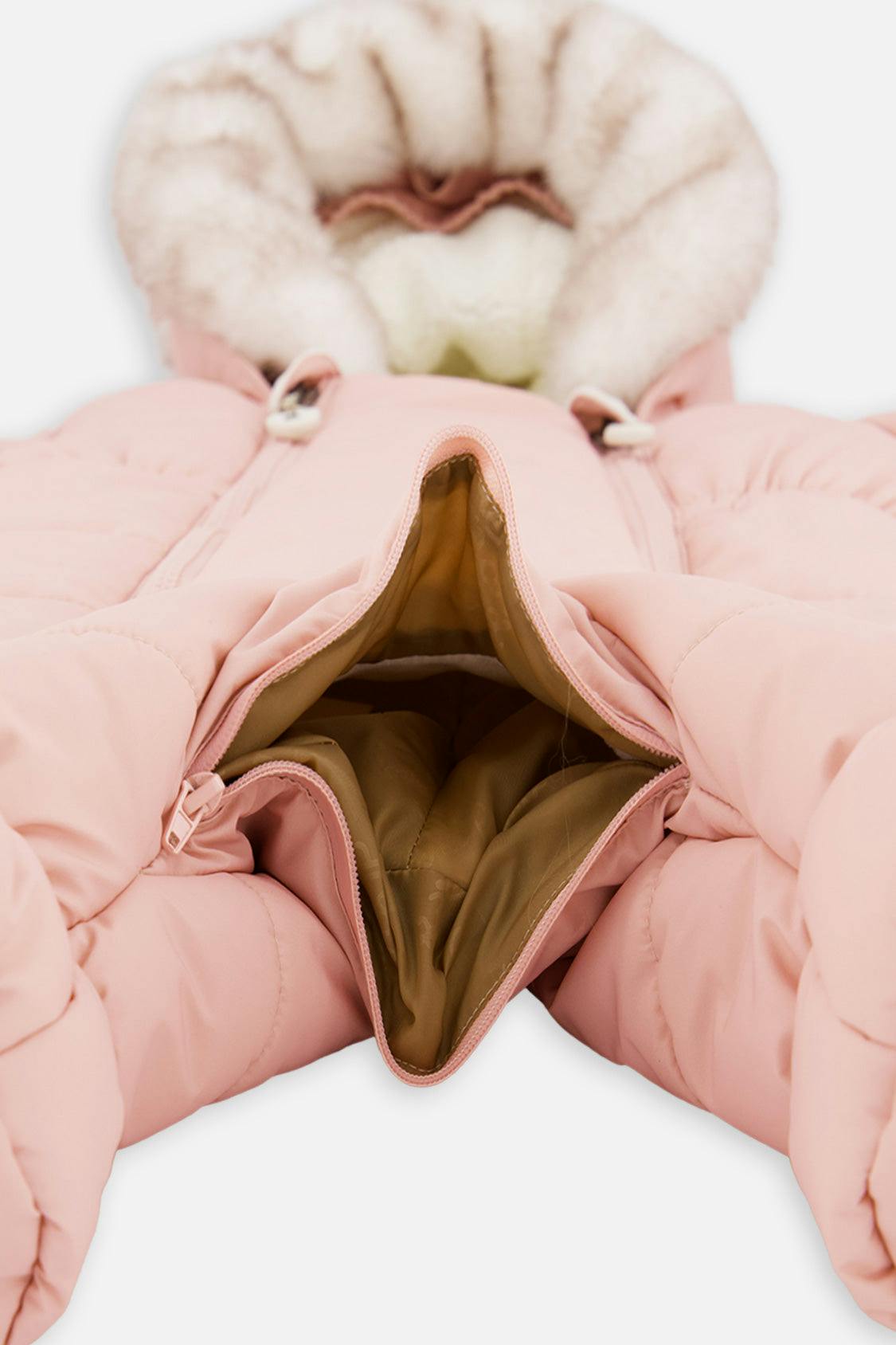 Baby One Piece Snowsuit For Car Seats Pale Dusty Pink
