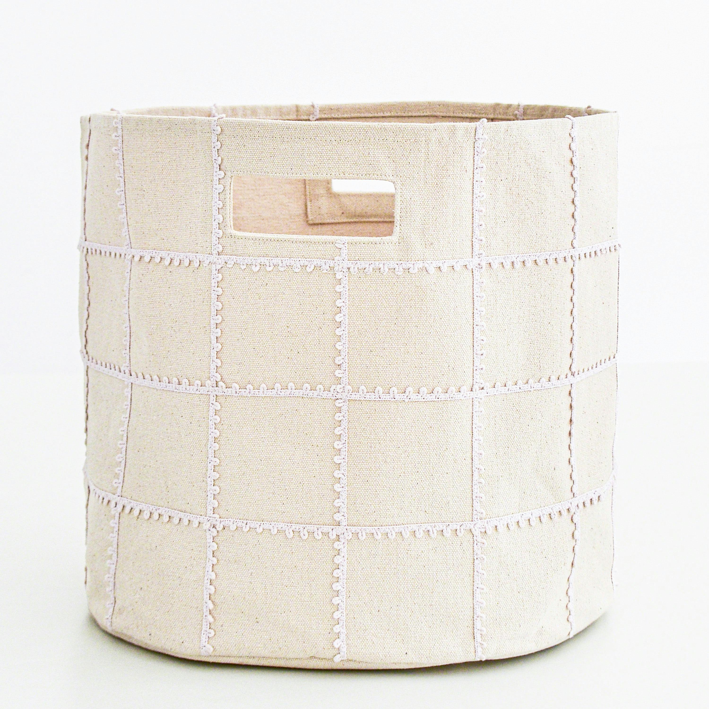 Handmade Canvas Storage Basket Lace