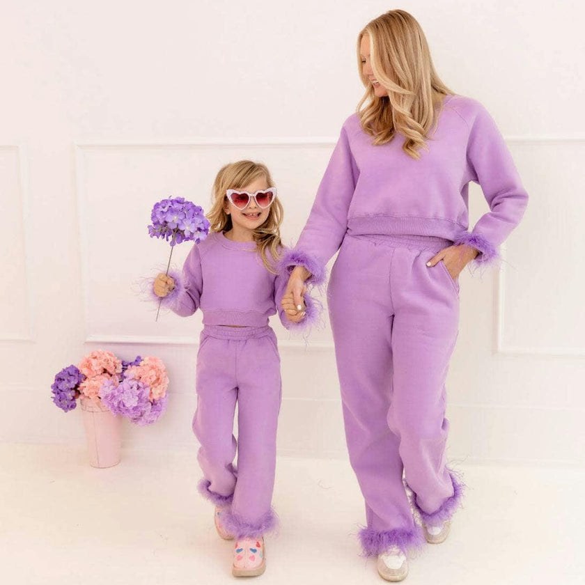 Women's Lavender Feather Athletic Set