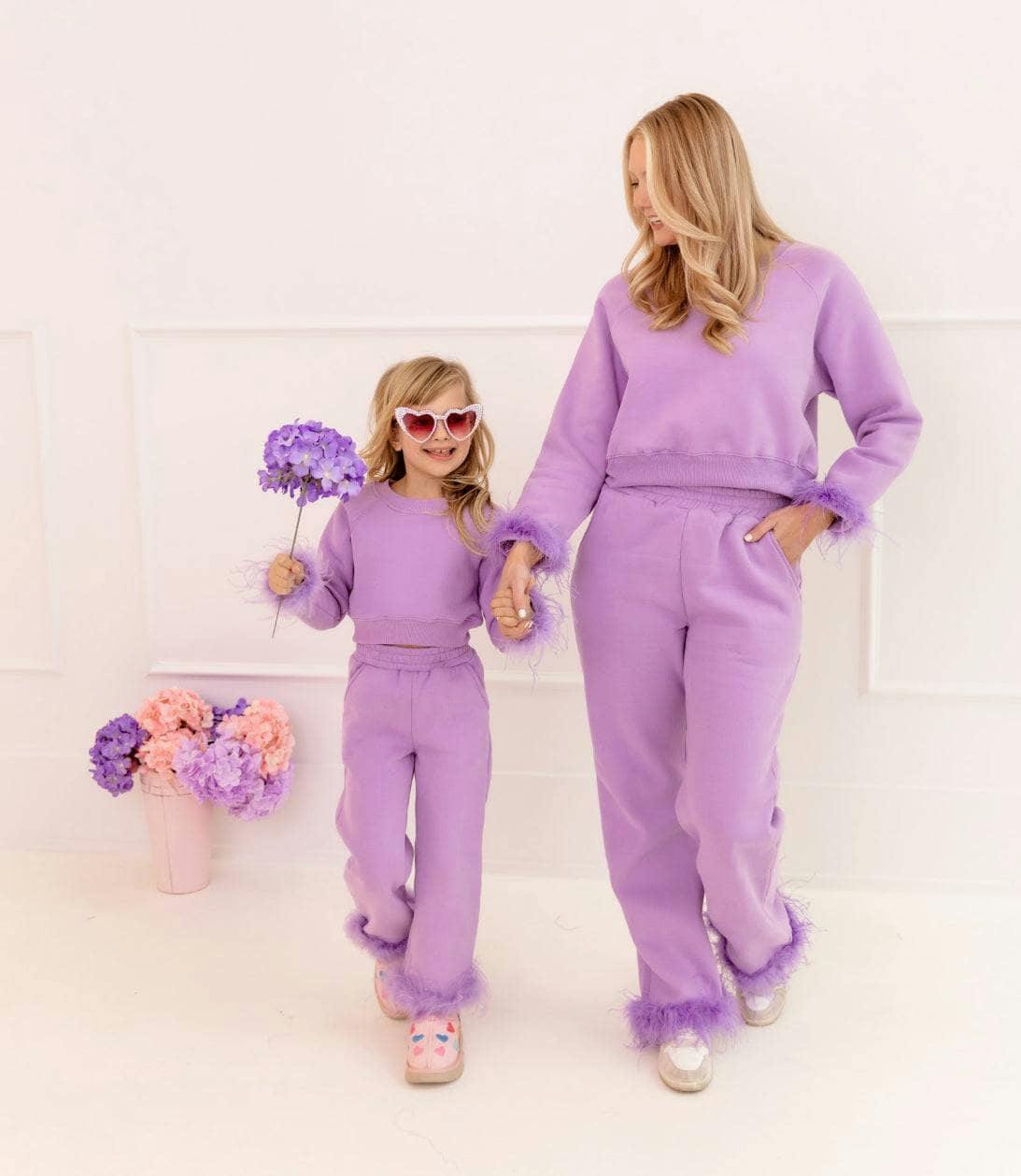 Women's Lavender Feather Athletic Set