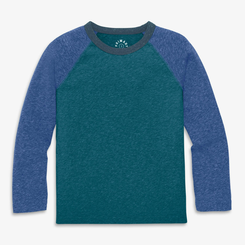 Kids heathered long sleeve baseball tee