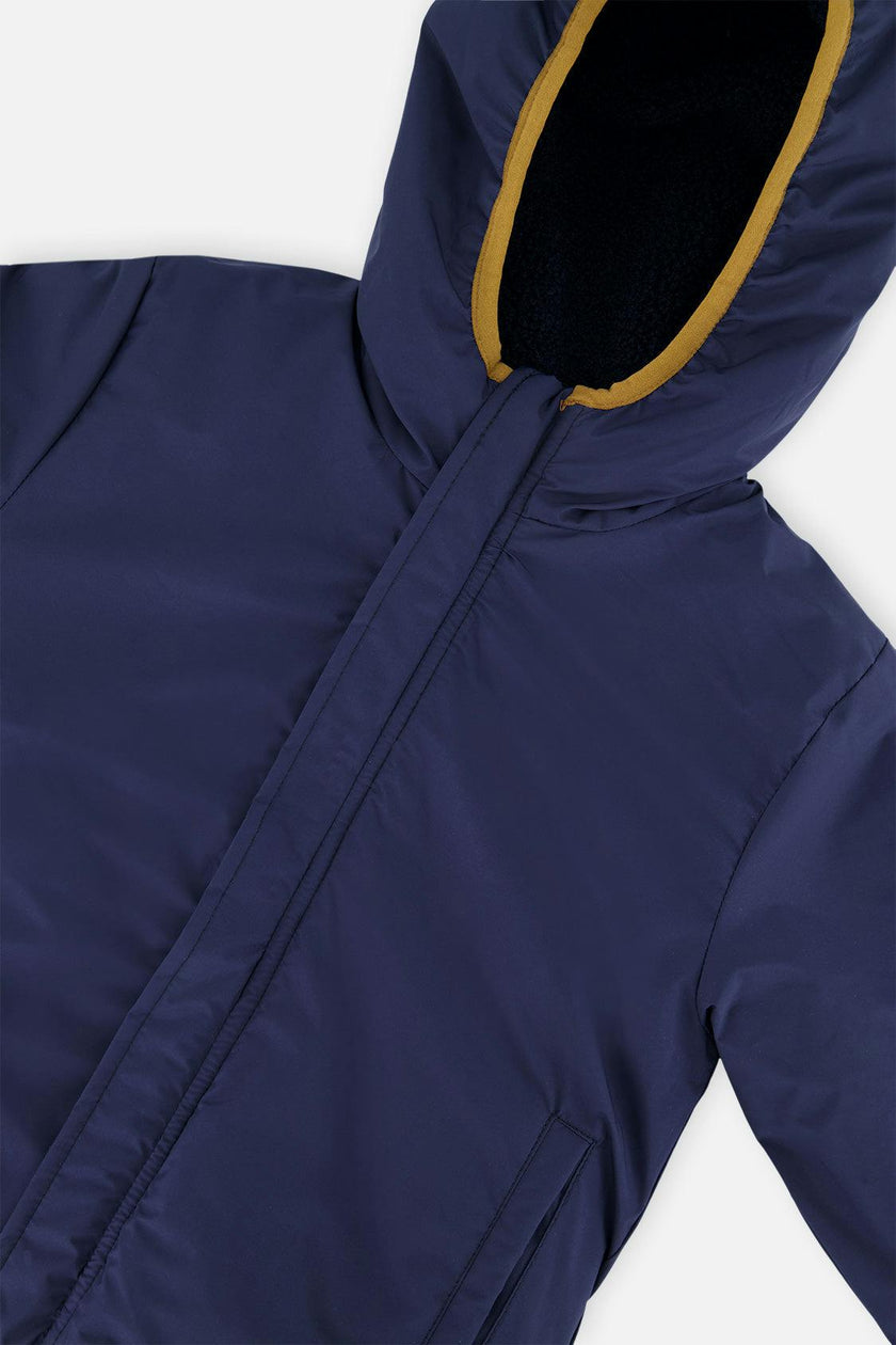 Baby Reversible Mid-Season Jacket Dark Blue, Beige and Brown