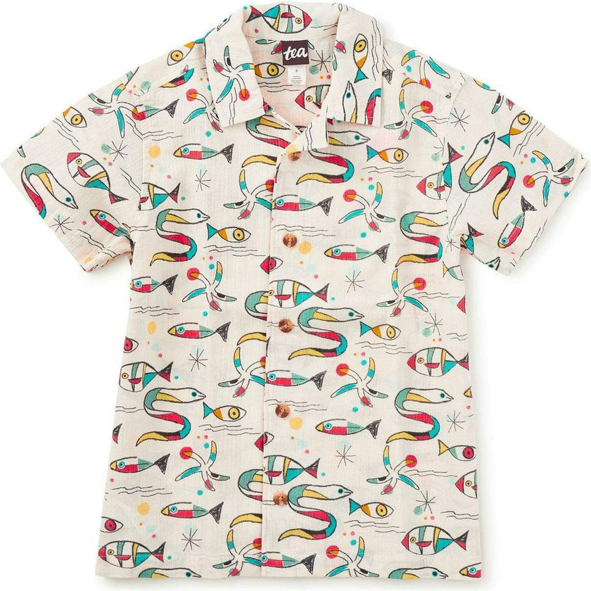 Printed Camp Shirt, Natural