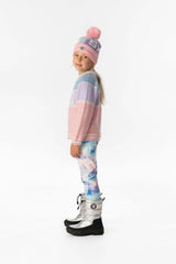 Sweater With Ski Jacquard Light Blue And Light Pink