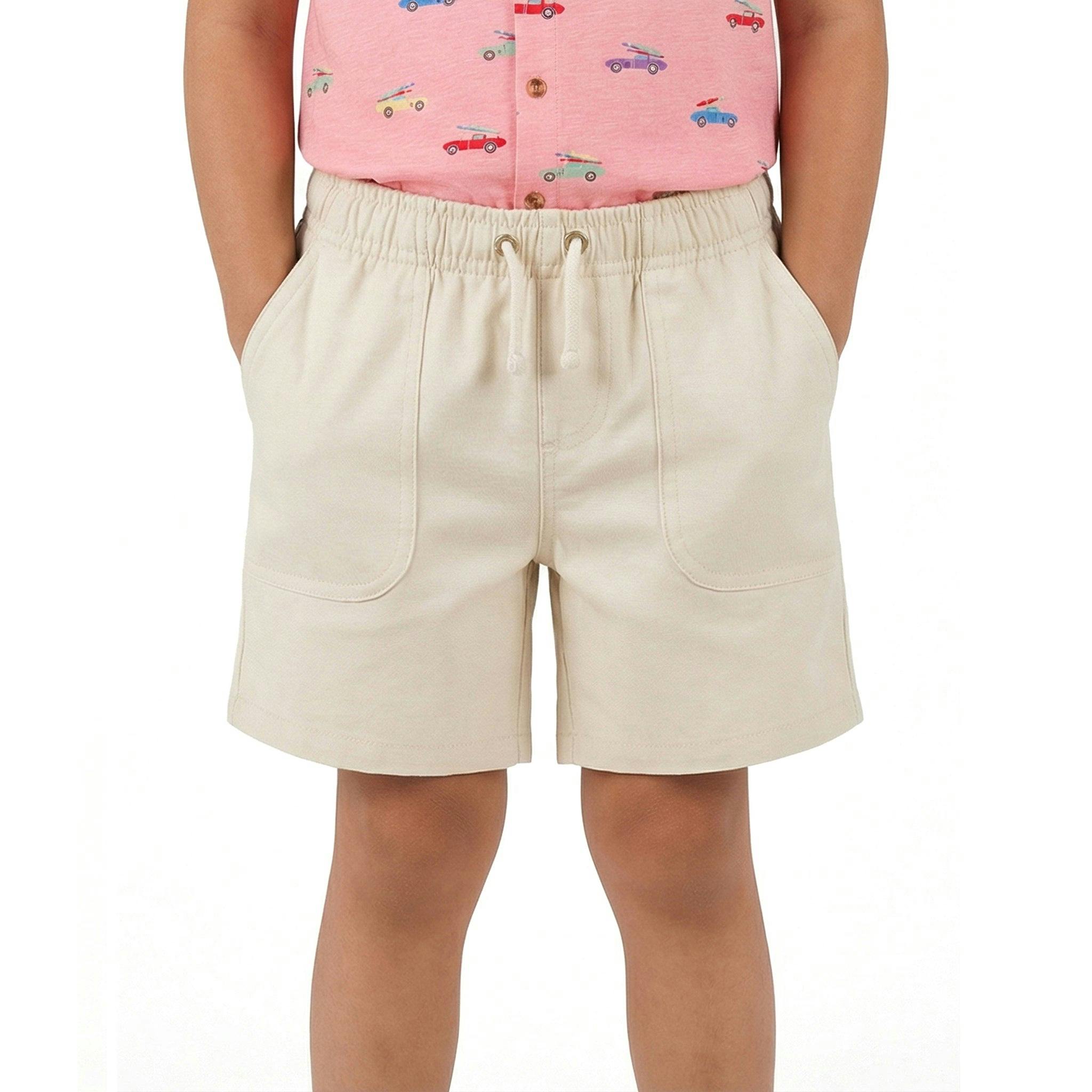 Boys Beige Textured Linen Shorts | Beige