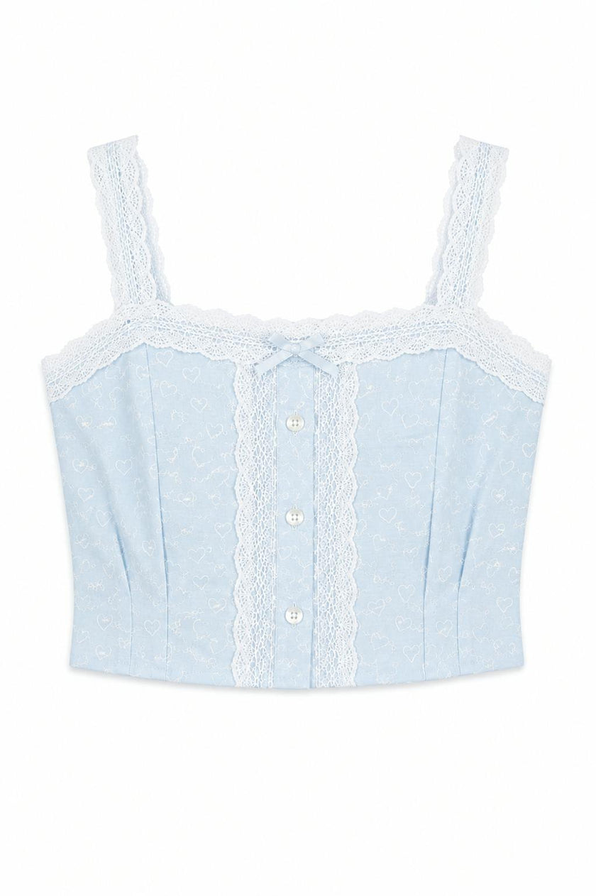 Skylar Pastel Blue Heart Tank Top