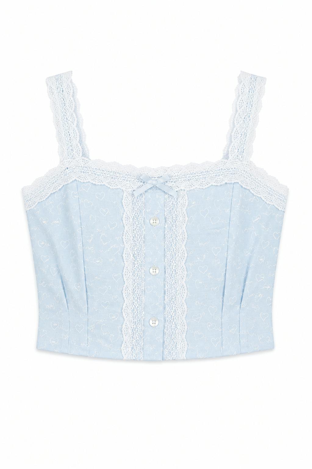 Skylar Pastel Blue Heart Tank Top