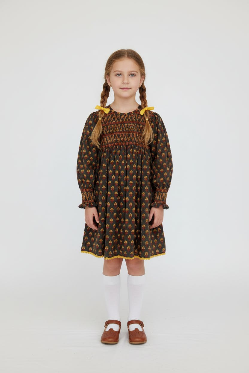 Poppy Smocked Cotton Printed Dress