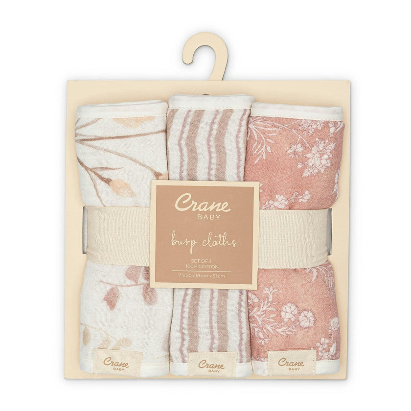 Violet Floral Cotton Burp Cloth (Set of 3)