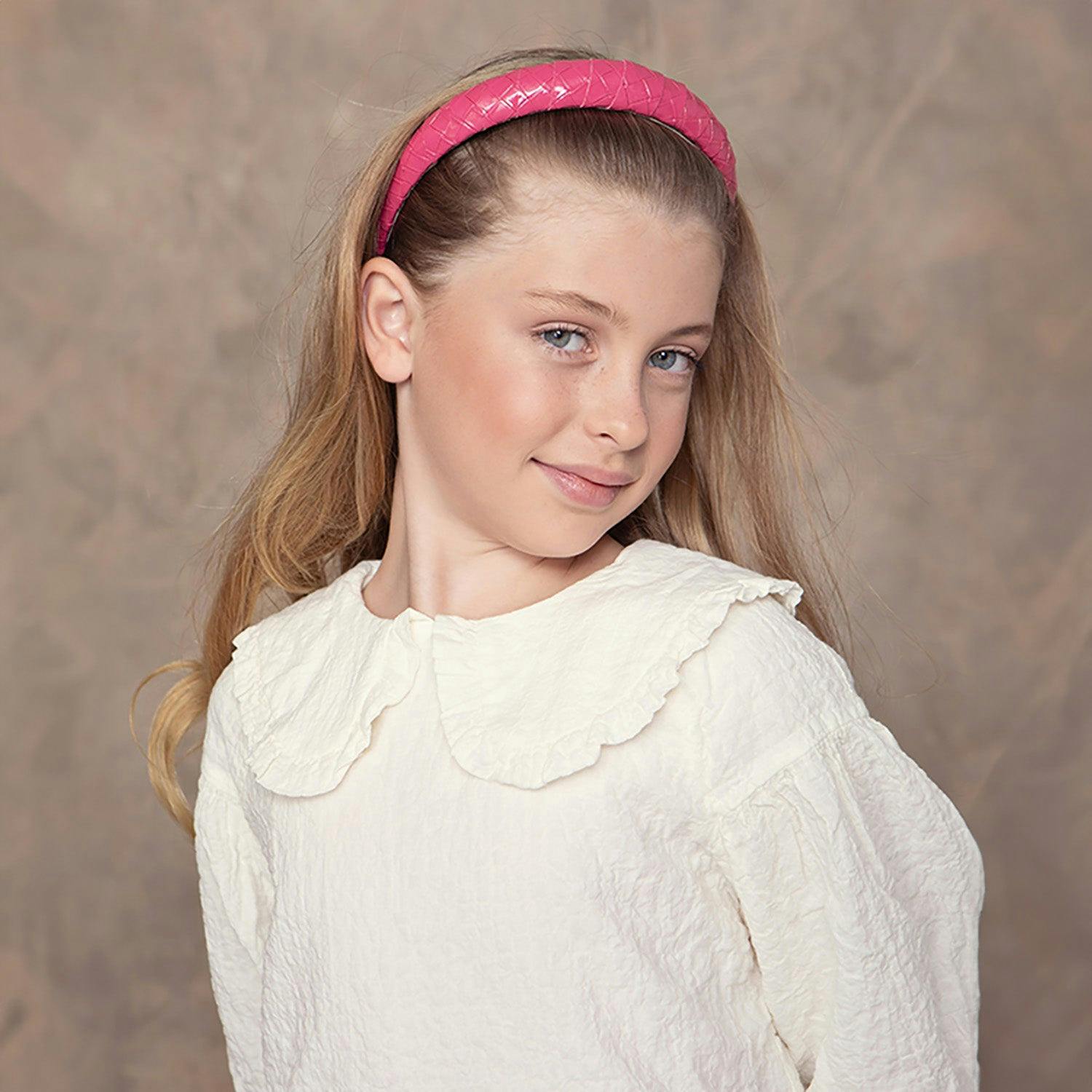 Halo Luxe Poppy Braided Woven Patent Headband - Rose