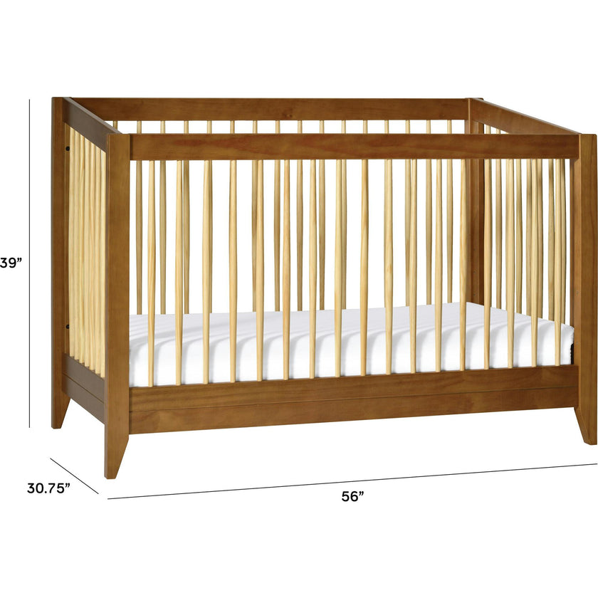 Sprout 4-in-1 Convertible Crib with Toddler Bed in Chestnut & Natural Conversion Kit