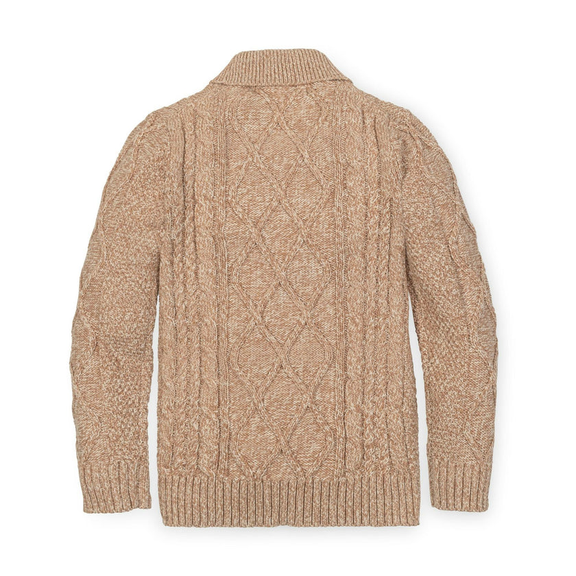 Organic Shawl Collar Cable Sweater