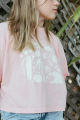 Cropped Boxy Beach Vibes Tee / Pink