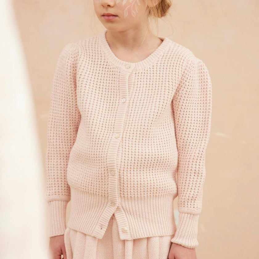 Waffle Knit Cardigan | Blush