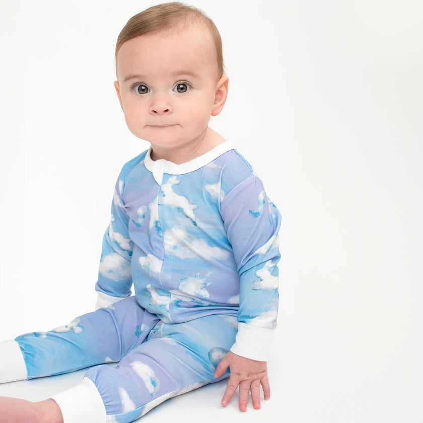 Baby Parker Print Long Sleeve Zippy One-Piece Bodysuit