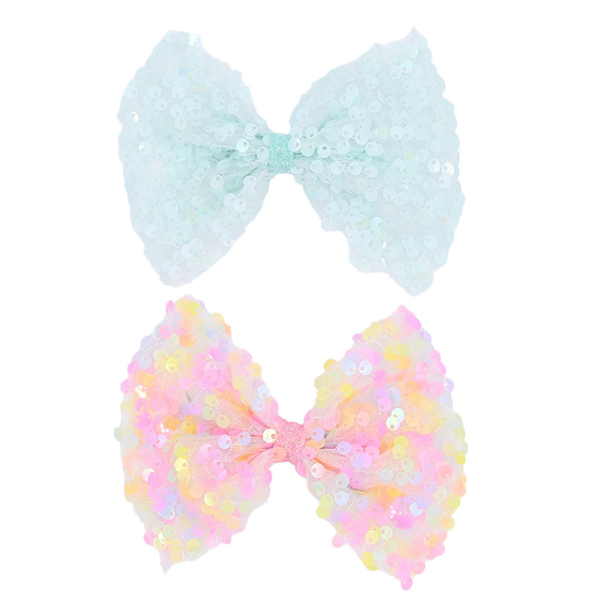 Sequin Bow Hairclip Set